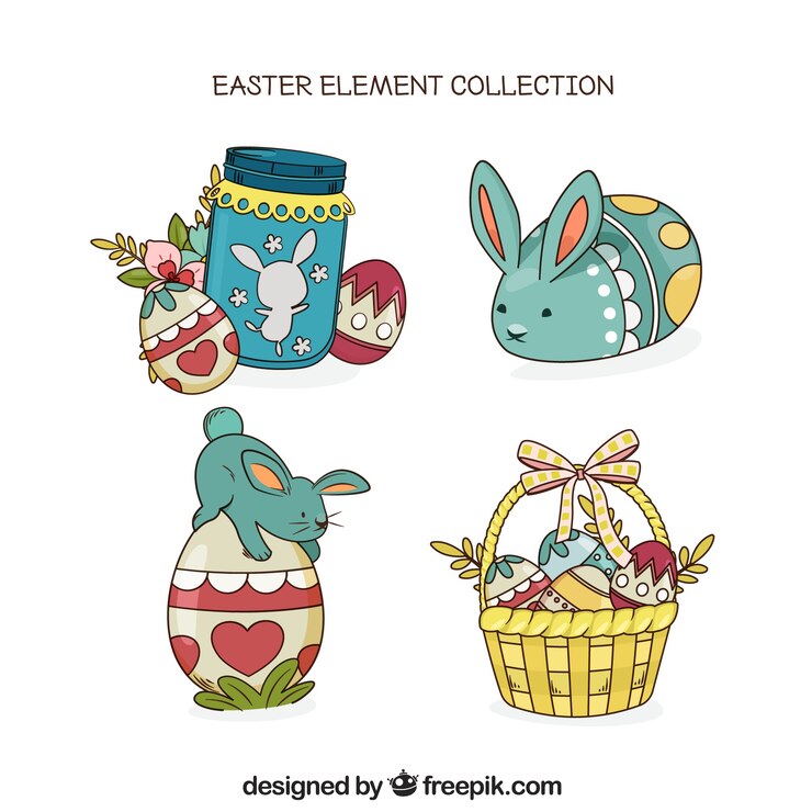Vector Gratis set desain telur paskah