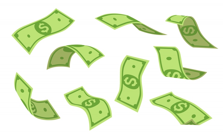 Vector Gratis set dolar terbang