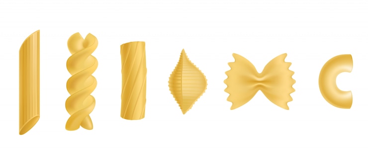 Vector Gratis set elemen desain pasta terisolasi