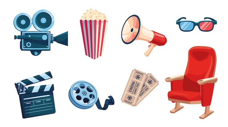 Vector Gratis set elemen industri film.