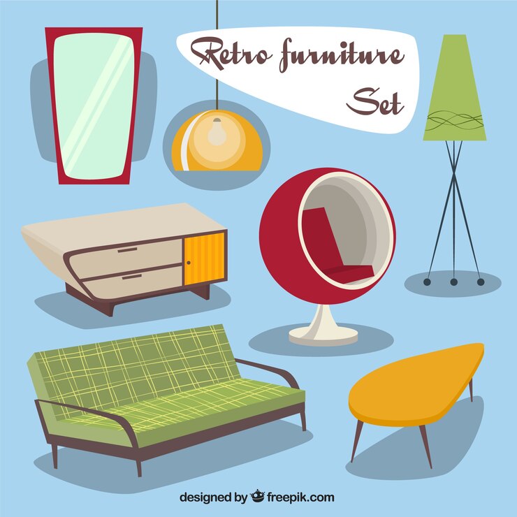 Vector Gratis set furnitur retro