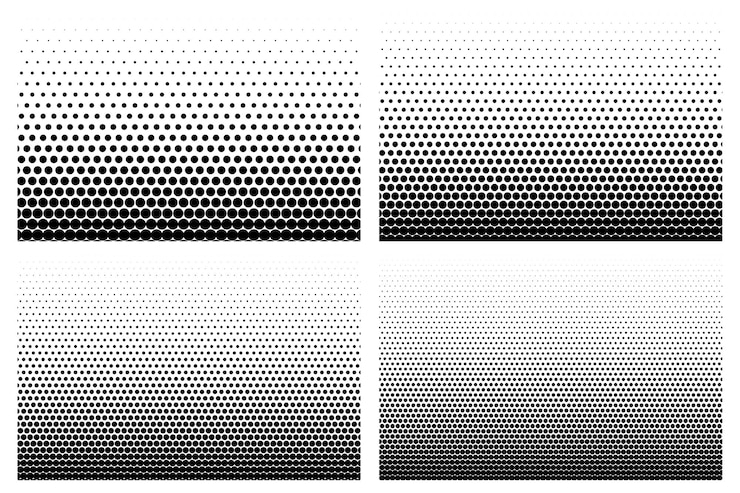 Vector Gratis set gradien halftone retro yang terdiri dari empat bagian