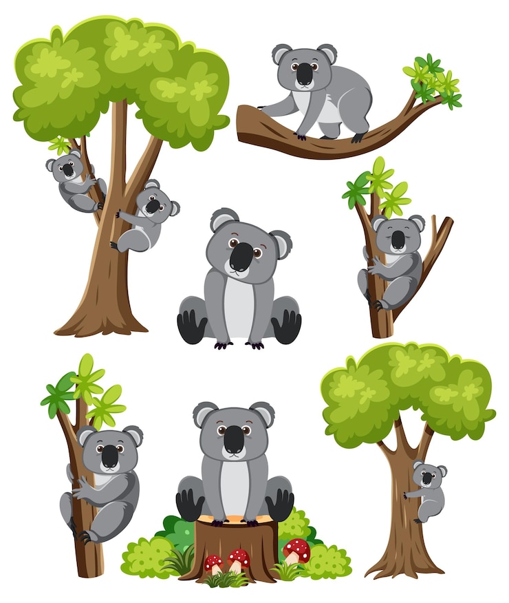 Vector Gratis set hewan liar dengan elemen alam