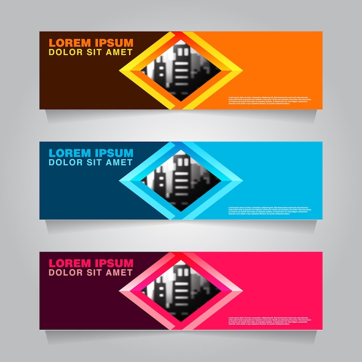Vector Gratis set horizontal web banner building town brochure vector illustration