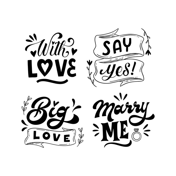 Vector Gratis set huruf pernikahan