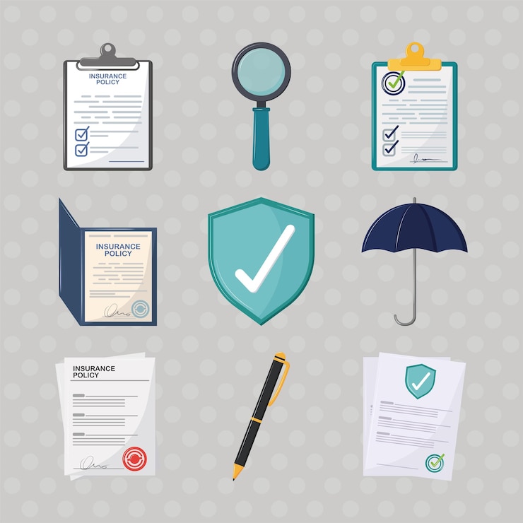 Vector Gratis set icons insurance policy and check mark