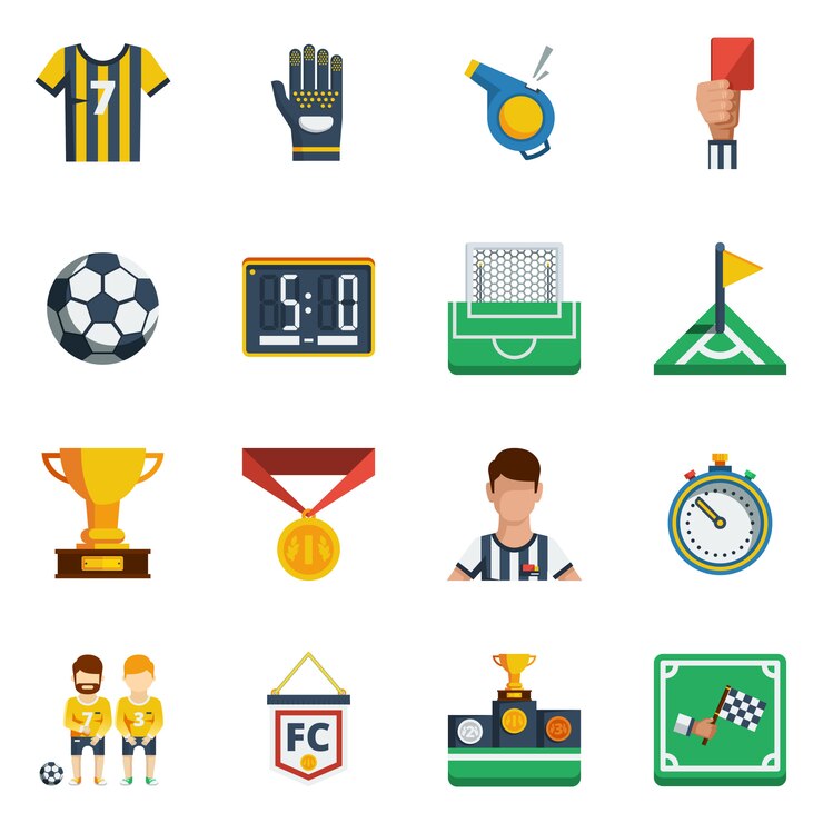 Vector Gratis set ikon datar sepak bola