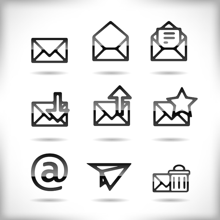 Vector Gratis set ikon email hitam