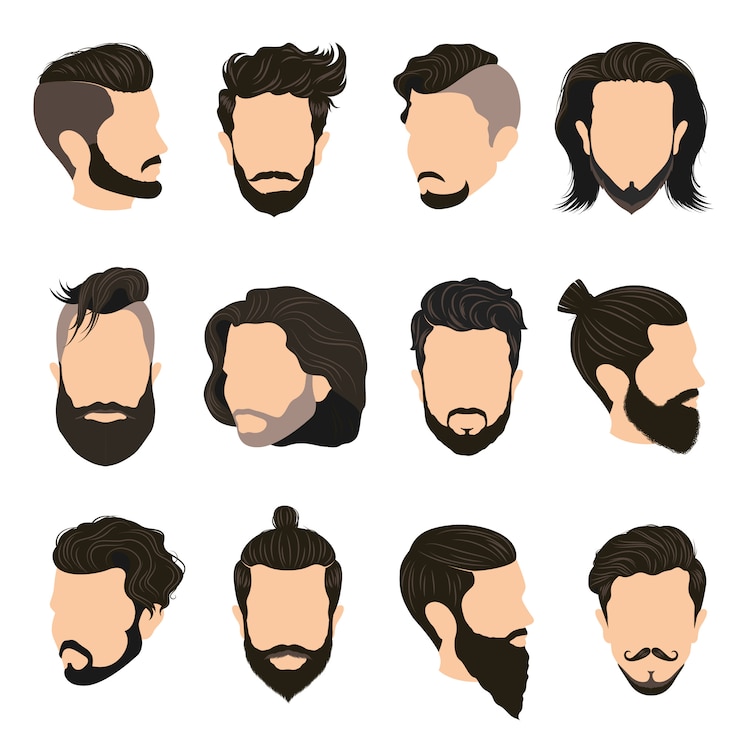 Vector Gratis set ikon gaya rambut pria