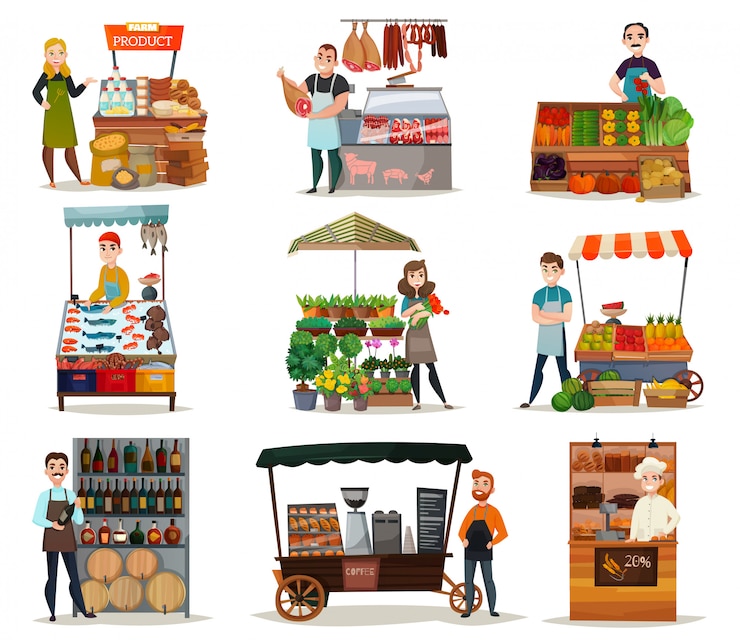 Vector Gratis set ikon makanan jalanan