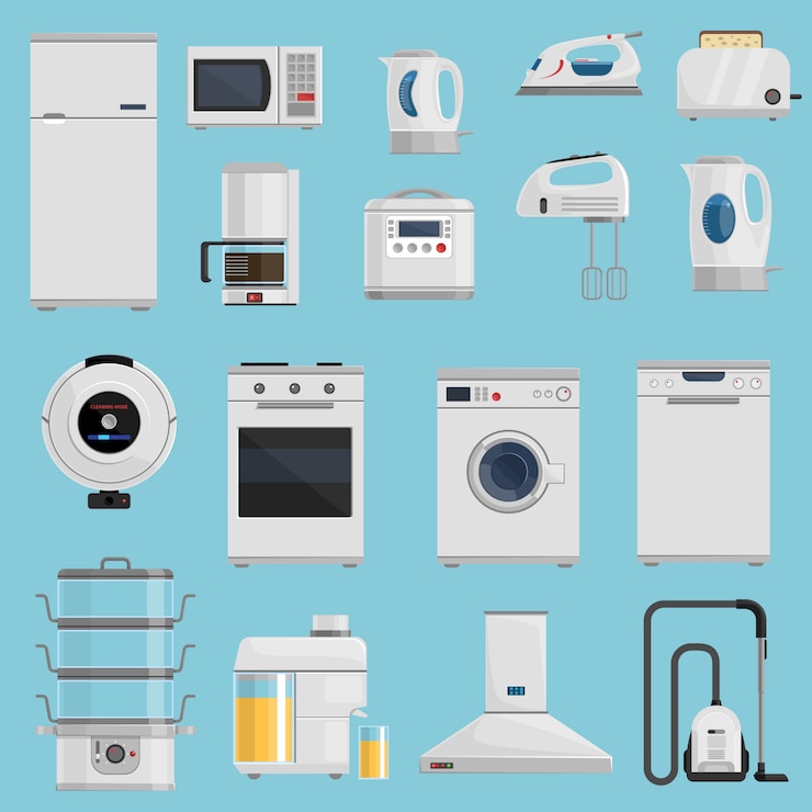 Vector Gratis set ikon peralatan rumah tangga