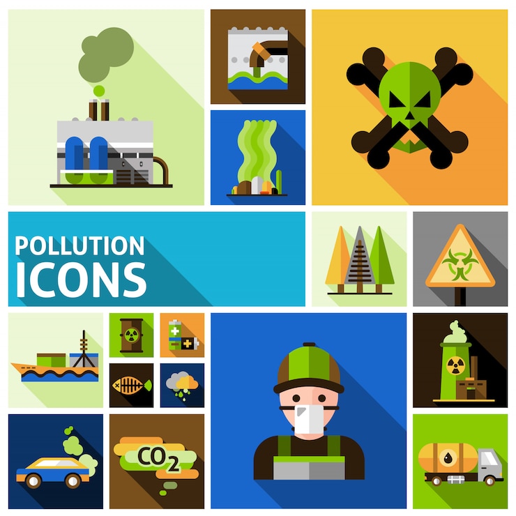 Vector Gratis set ikon polusi
