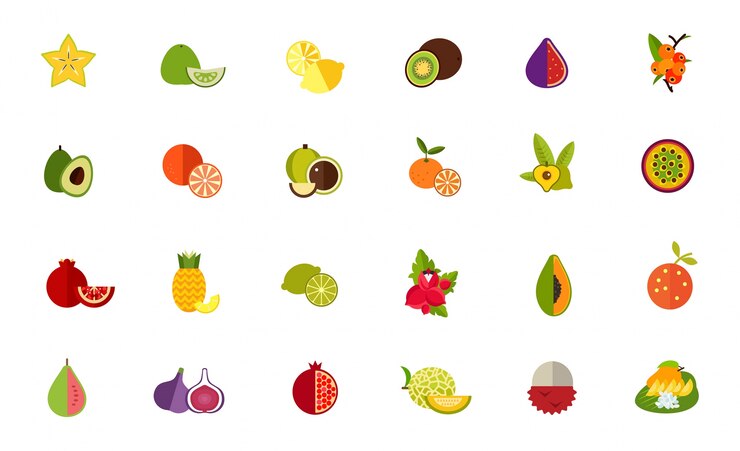 Vector Gratis set ikon varietas buah