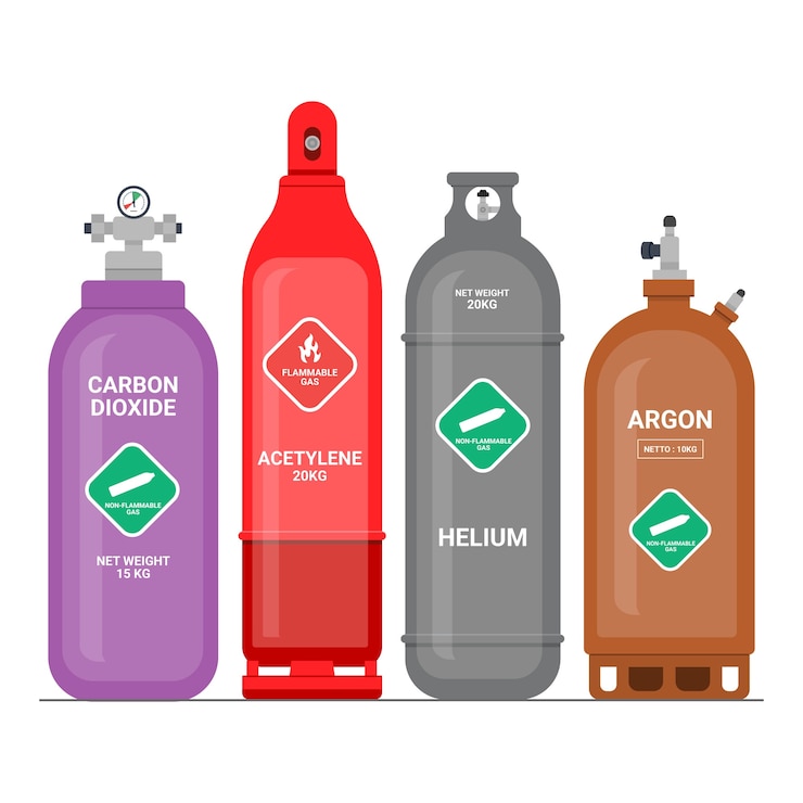 Vector Gratis set ilustrasi tabung gas desain datar