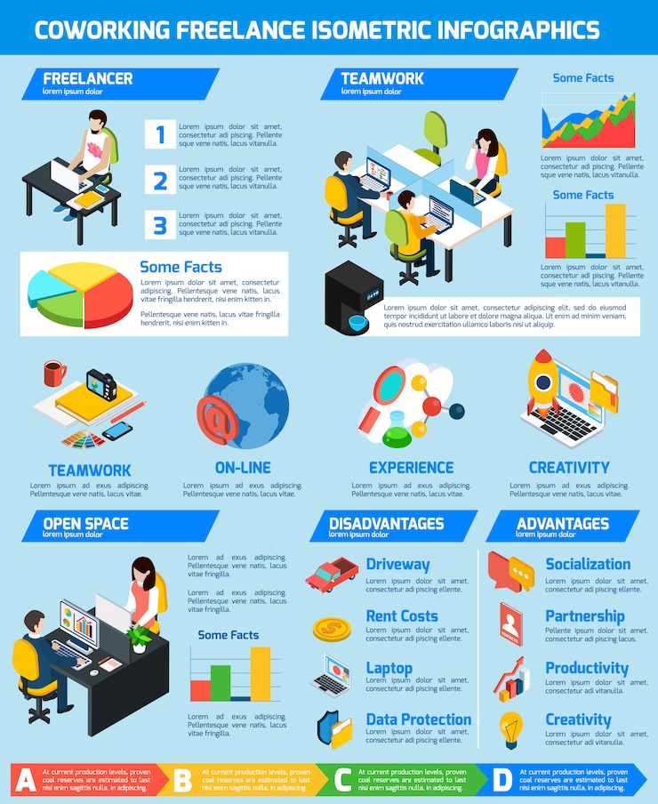 Vector Gratis set infografis freelance
