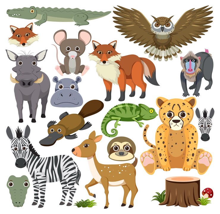 Vector Gratis set karakter campuran hewan