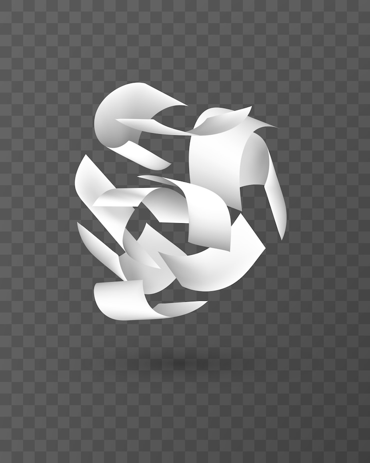 Vector Gratis set kertas lalat. lembaran putih yang jatuh dan terbang