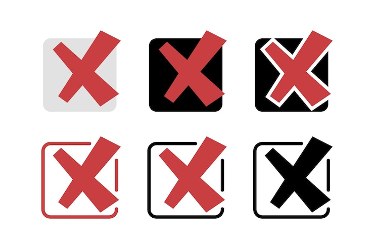 Vector Gratis set kotak tanda silang