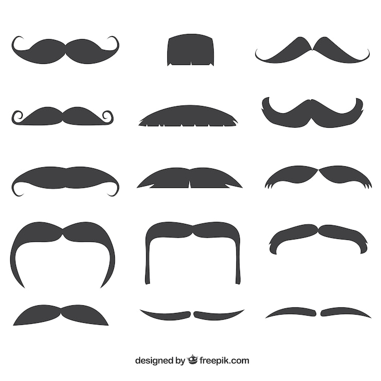 Vector Gratis set kumis dengan gaya berbeda