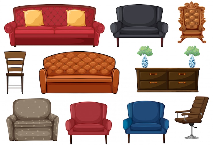 Vector Gratis set kursi dan sofa
