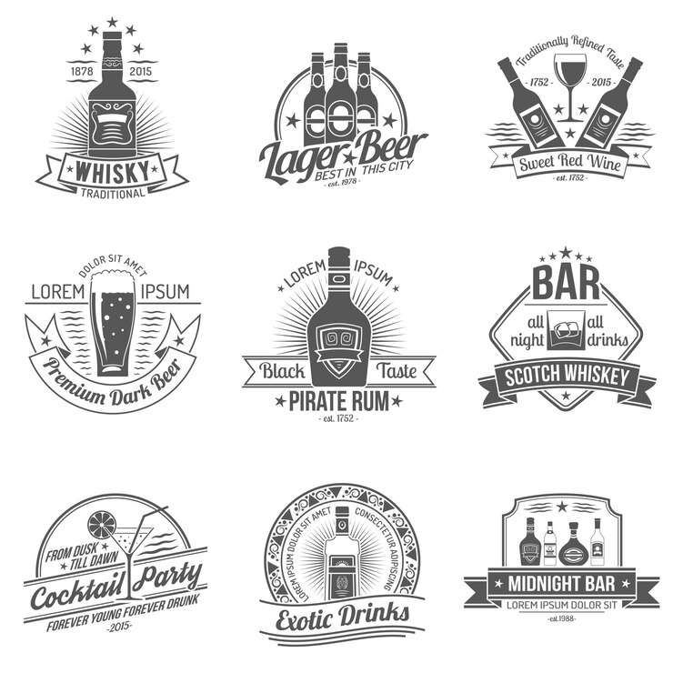 Vector Gratis set label alkohol