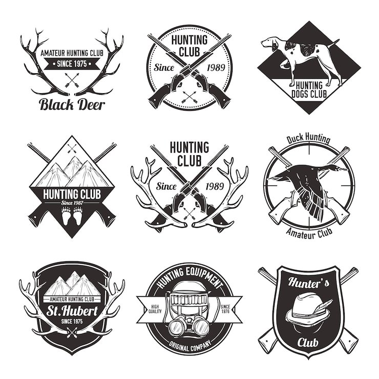 Vector Gratis set label berburu vintage