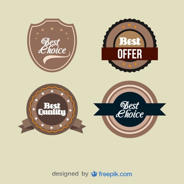 Vector Gratis set label medali kualitas terbaik vintage