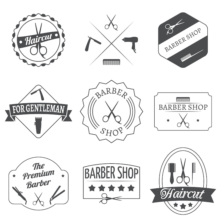 Vector Gratis set label penata rambut