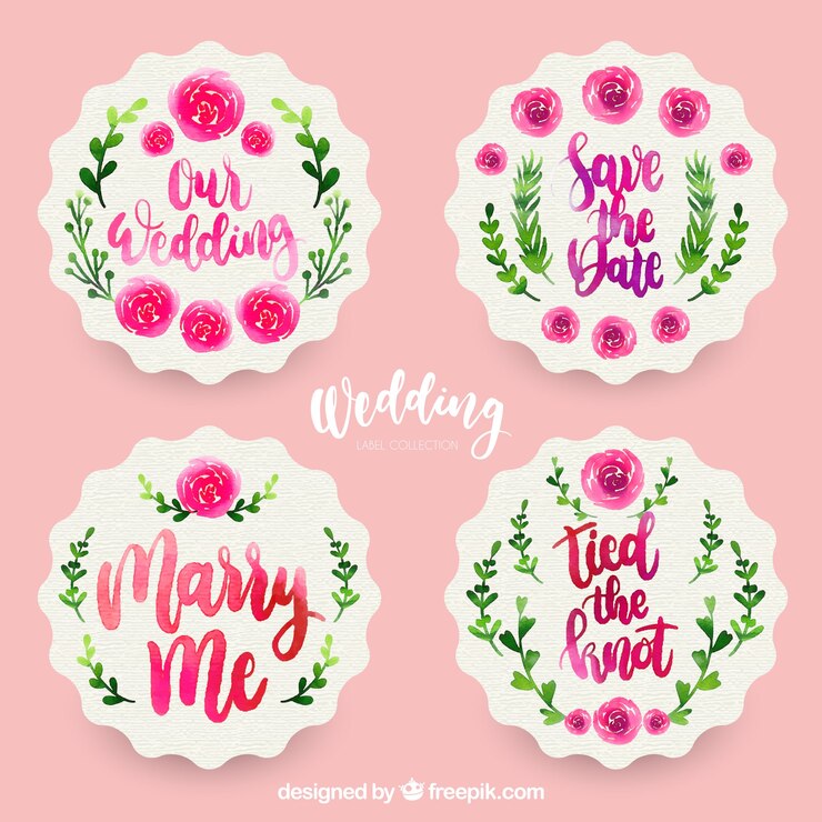 Vector Gratis set label pernikahan