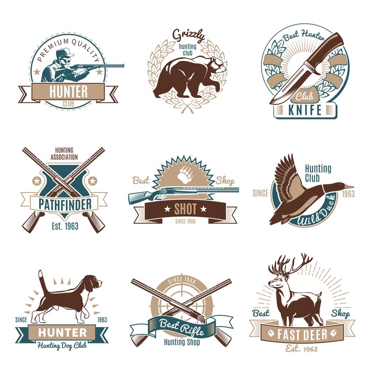 Vector Gratis set label retro berburu