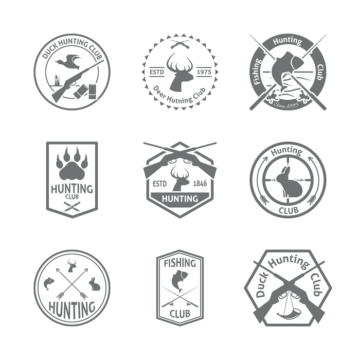 Vector Gratis set lencana berburu