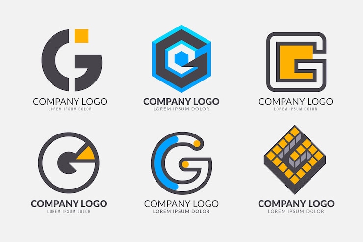 Vector Gratis set logo huruf g desain datar