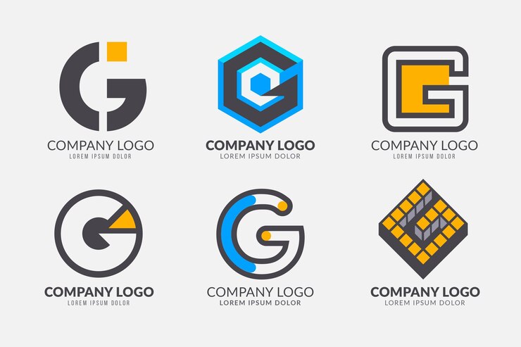 Vector Gratis set logo huruf g desain datar