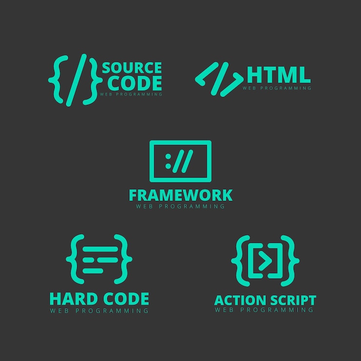 Vector Gratis set logo kode datar