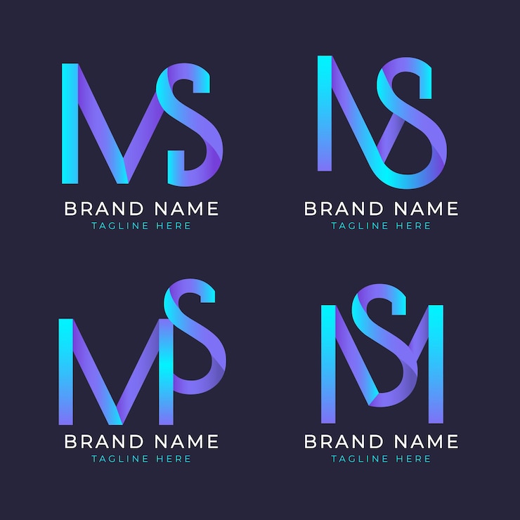 Vector Gratis set logo m s desain datar