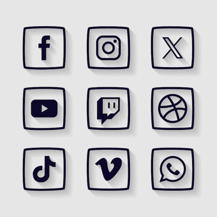 Vector Gratis set logo media sosial datar digambar tangan