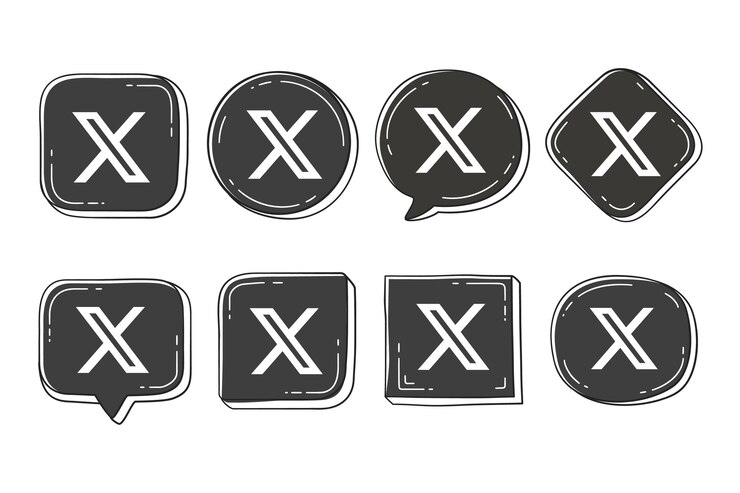 Vector Gratis set logo media sosial digambar tangan