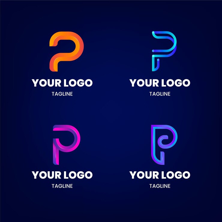 Vector Gratis set logo p berwarna gradien