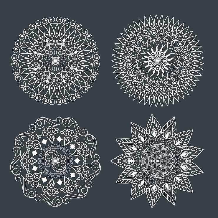 Vector Gratis set mandala ornamen untuk dekorasi