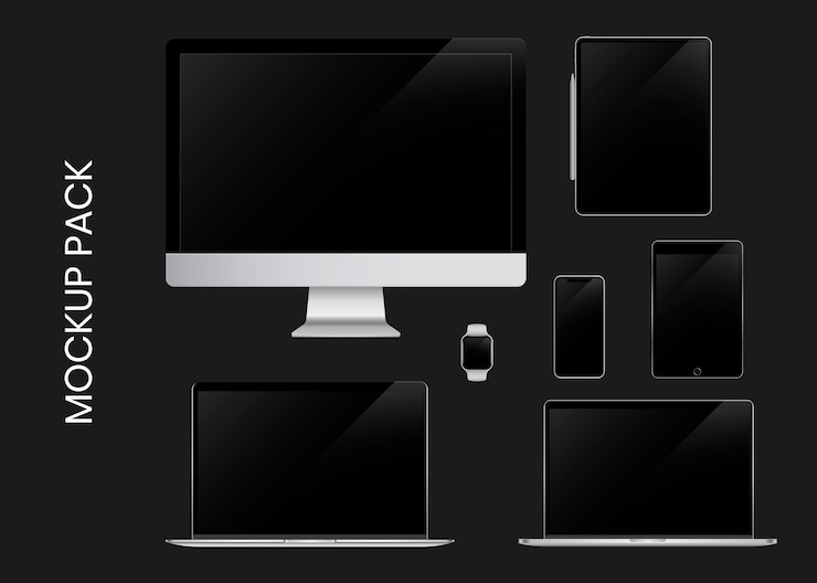 Vector Gratis set mockup perangkat digital