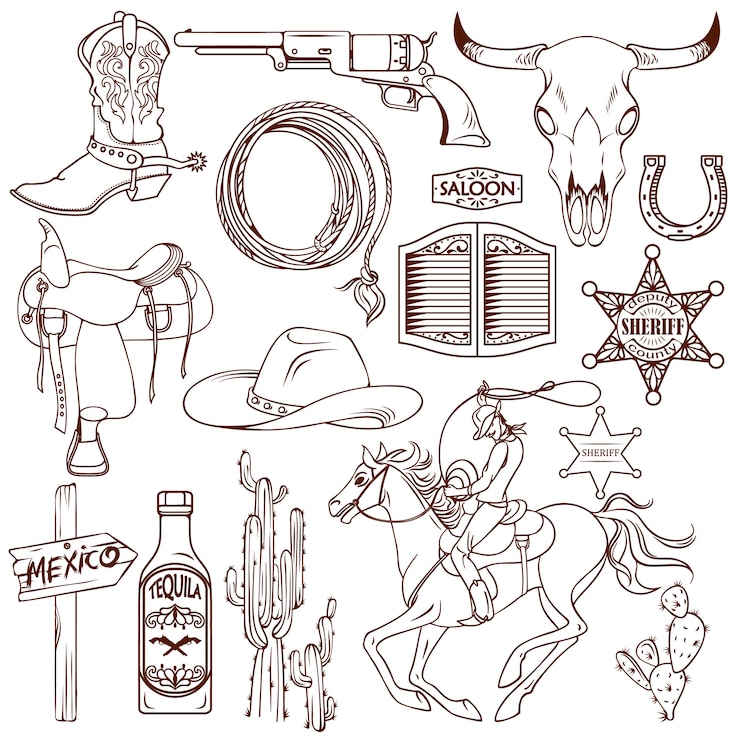 Vector Gratis set monokrom barat liar