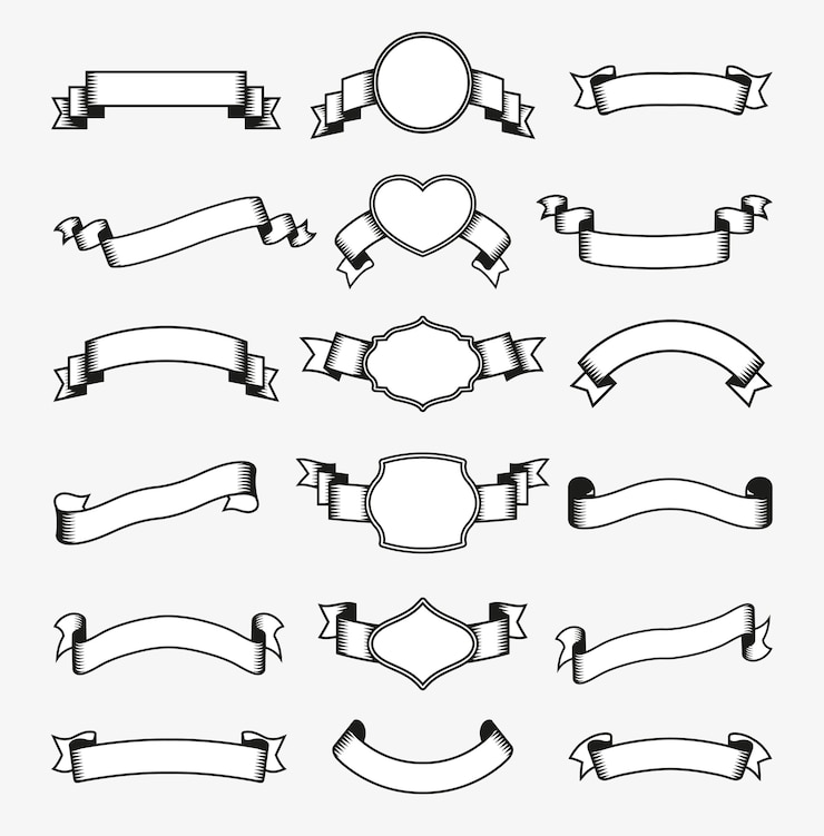 Vector Gratis set monokrom pita