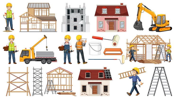 Vector Gratis set objek lokasi konstruksi