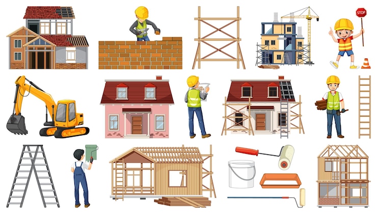 Vector Gratis set objek lokasi konstruksi
