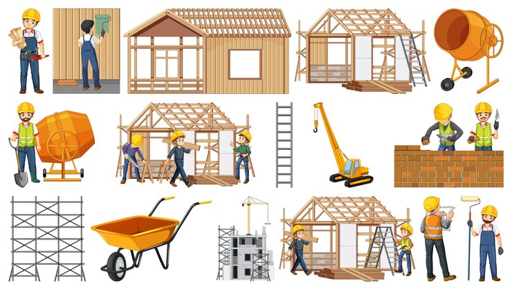 Vector Gratis set objek lokasi konstruksi