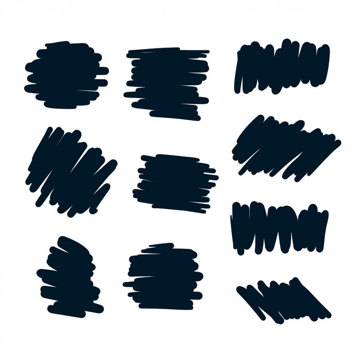 Vector Gratis set of abstract scribble bold pen elements