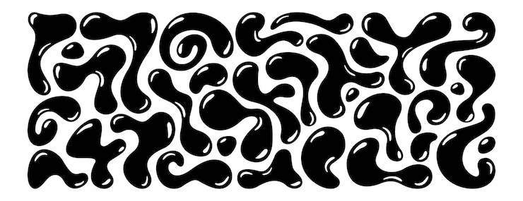 Vector Gratis set of black glossy random irregular blobs in liquid organic abstract shapes
