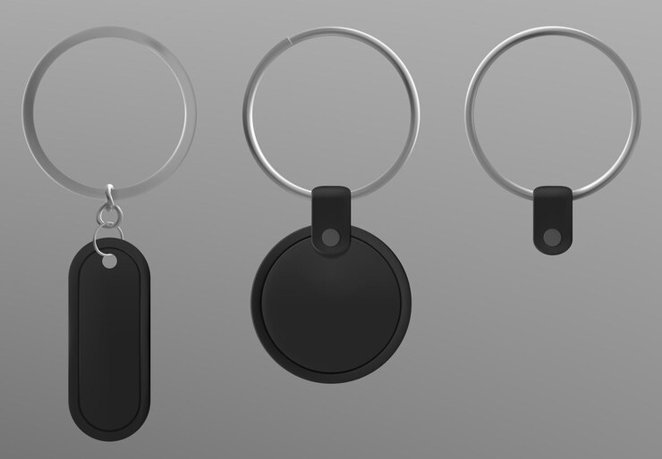 Vector Gratis set of black leather keychains