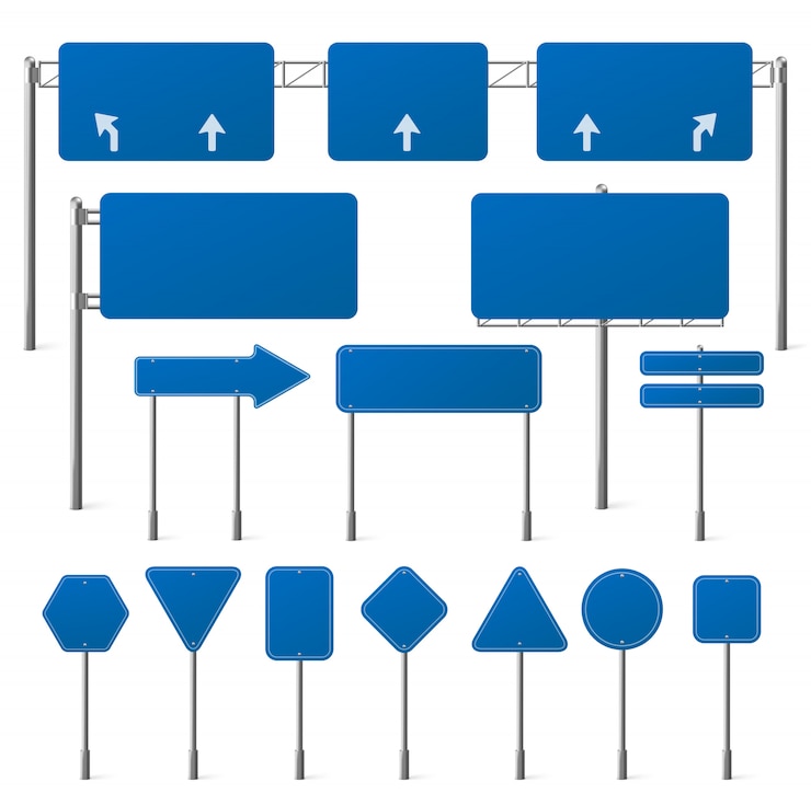 Vector Gratis  set of blank blue road signs