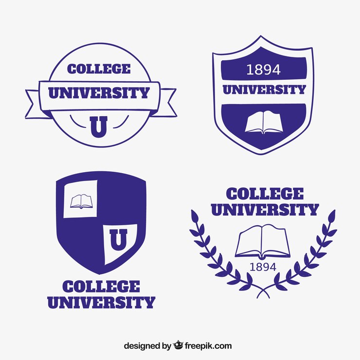 Vector Gratis set of blue badges university